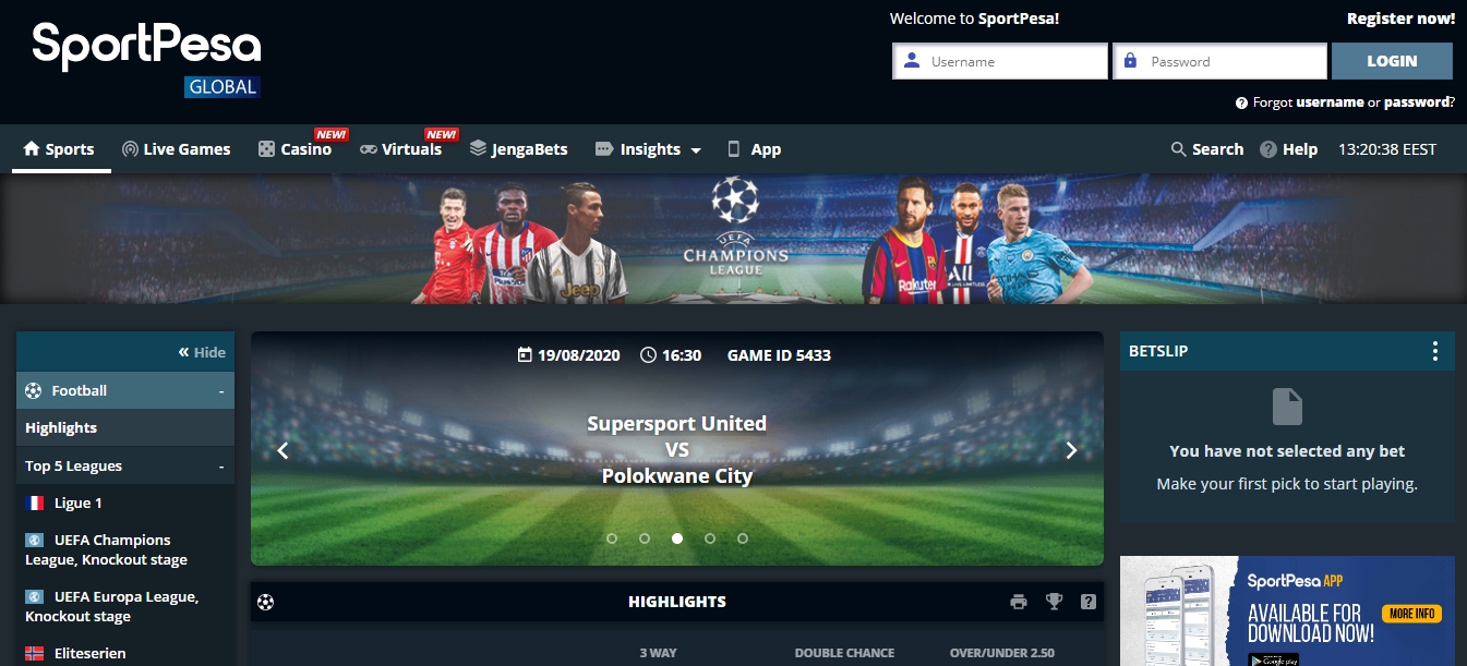 SportPesa Tanzania betting online website